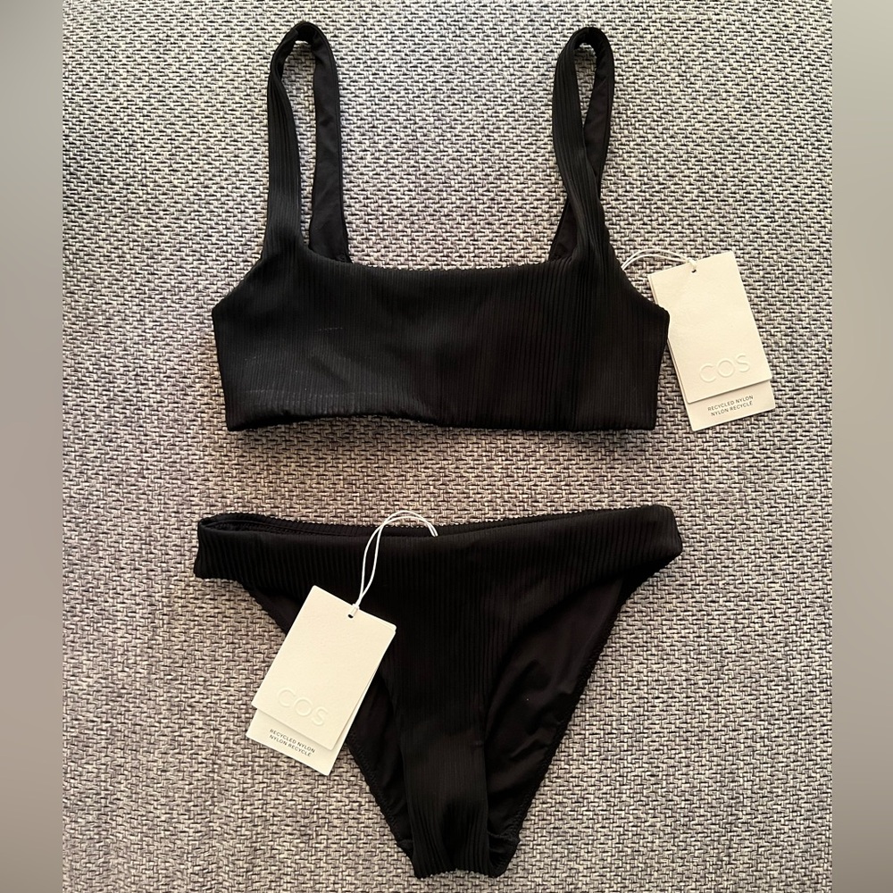 COS Black Ribbed Bikini Set